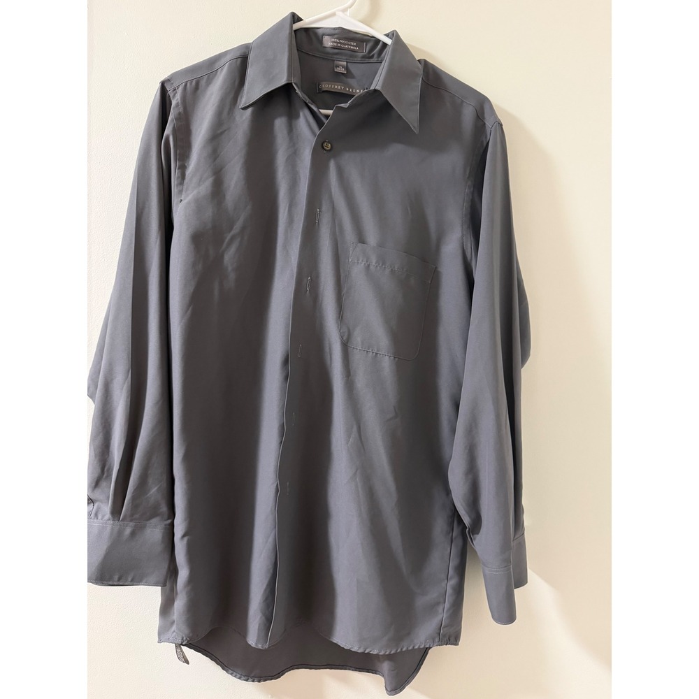 Geoffrey Beene Dress Shirt Mens 15 32/33 Grey Good Long Sleeve Button Down